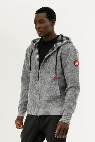 Canada Weather Gear Plaid Lined Zip Up Knit Hoodie - Grey - Mens Hoodies & Sweatshirts - International Clothiers
