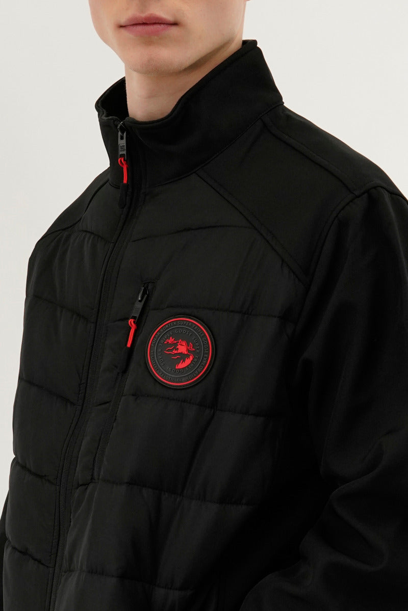 Super Triple Goose Quilted Colour Block Lightweight Jacket - Black - Mens Lightweight Jackets - International Clothiers