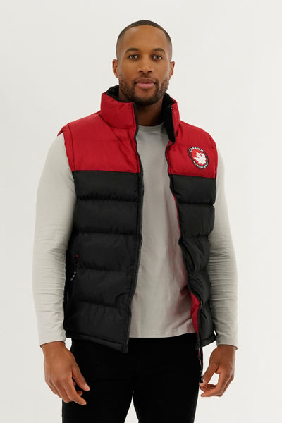 Canada Weather Gear Colour Block Puffer Vest - Red - Mens Vests - International Clothiers