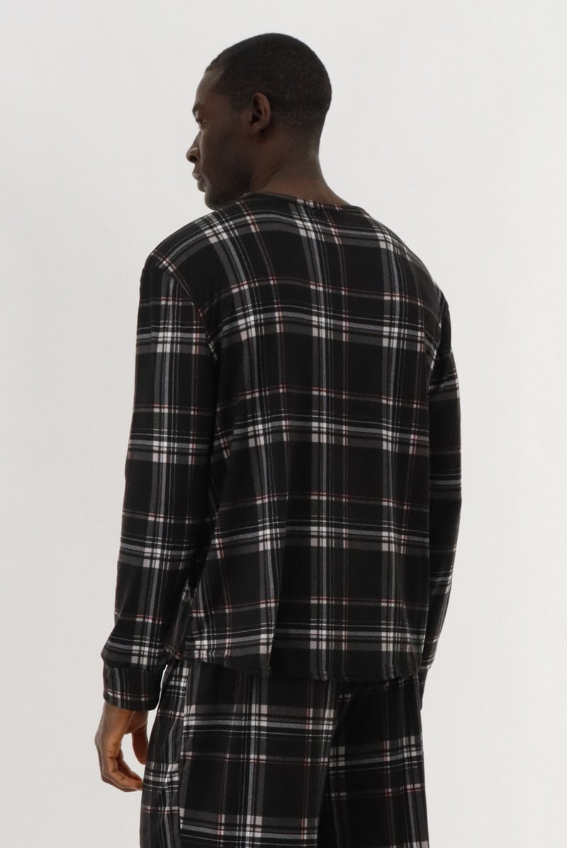 Canada Weather Gear Long Sleeve Printed Pajama Top - Black - Mens Pajamas - International Clothiers