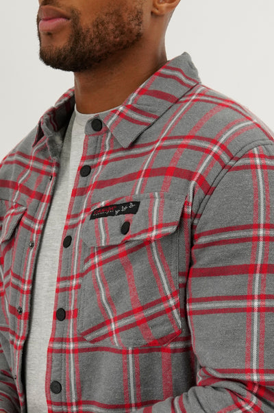 Canada Weather Gear Plaid Plush Lined Lightweight Jacket - Grey - Mens Lightweight Jackets - International Clothiers