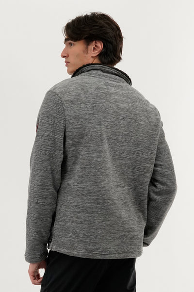 Canada Weather Gear Sherpa Lined 1/4 Zip Pullover Sweater - Grey - Mens Pullover Sweaters - International Clothiers