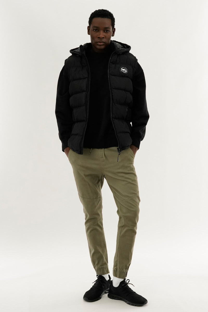 Super Triple Goose Colour Block Hooded Vest - Black - Mens Vests - International Clothiers