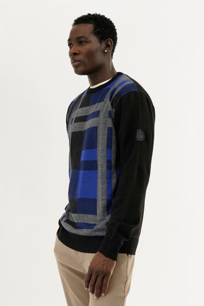 Canada Weather Gear Patterned Crewneck Pullover Sweater - Blue - Mens Pullover Sweaters - International Clothiers