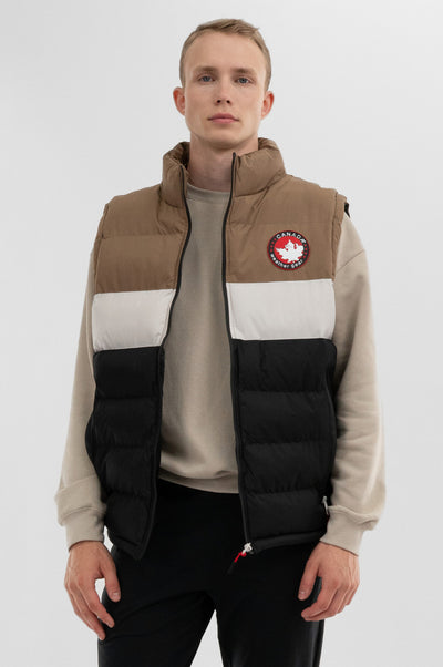 Canada Weather Gear Colour Block Puffer Vest - Taupe - Mens Vests - International Clothiers
