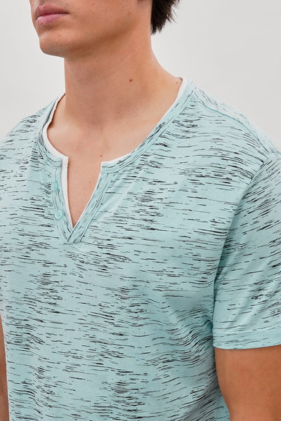 Canada Weather Gear Vintage Short Sleeve Henley Tee - Aqua - Mens Tees & Tank Tops - International Clothiers