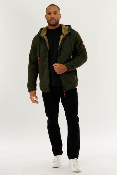 Canada Weather Gear Sherpa Lined Lightweight Jacket - Olive - Mens Lightweight Jackets - International Clothiers