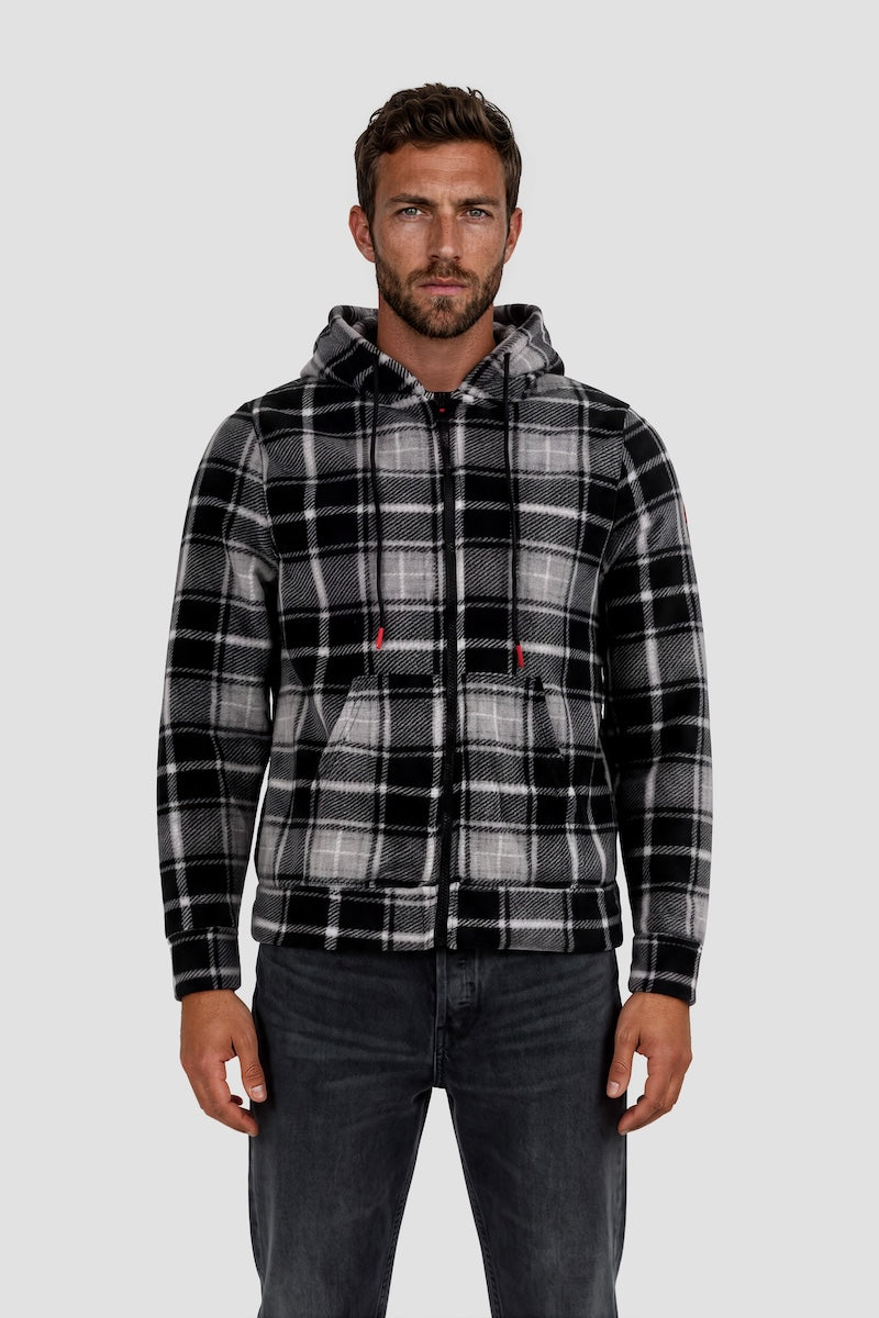 Long Sleeve Plaid Zip-Up Hoodie
