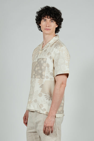 Malibu By Drill Patterned Button Up Casual Shirt - Cream