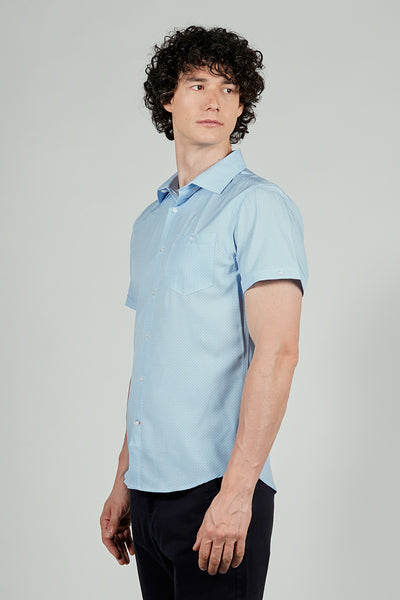 Canada Weather Gear Travel Collection Patterned Button Up Casual Shirt - Blue