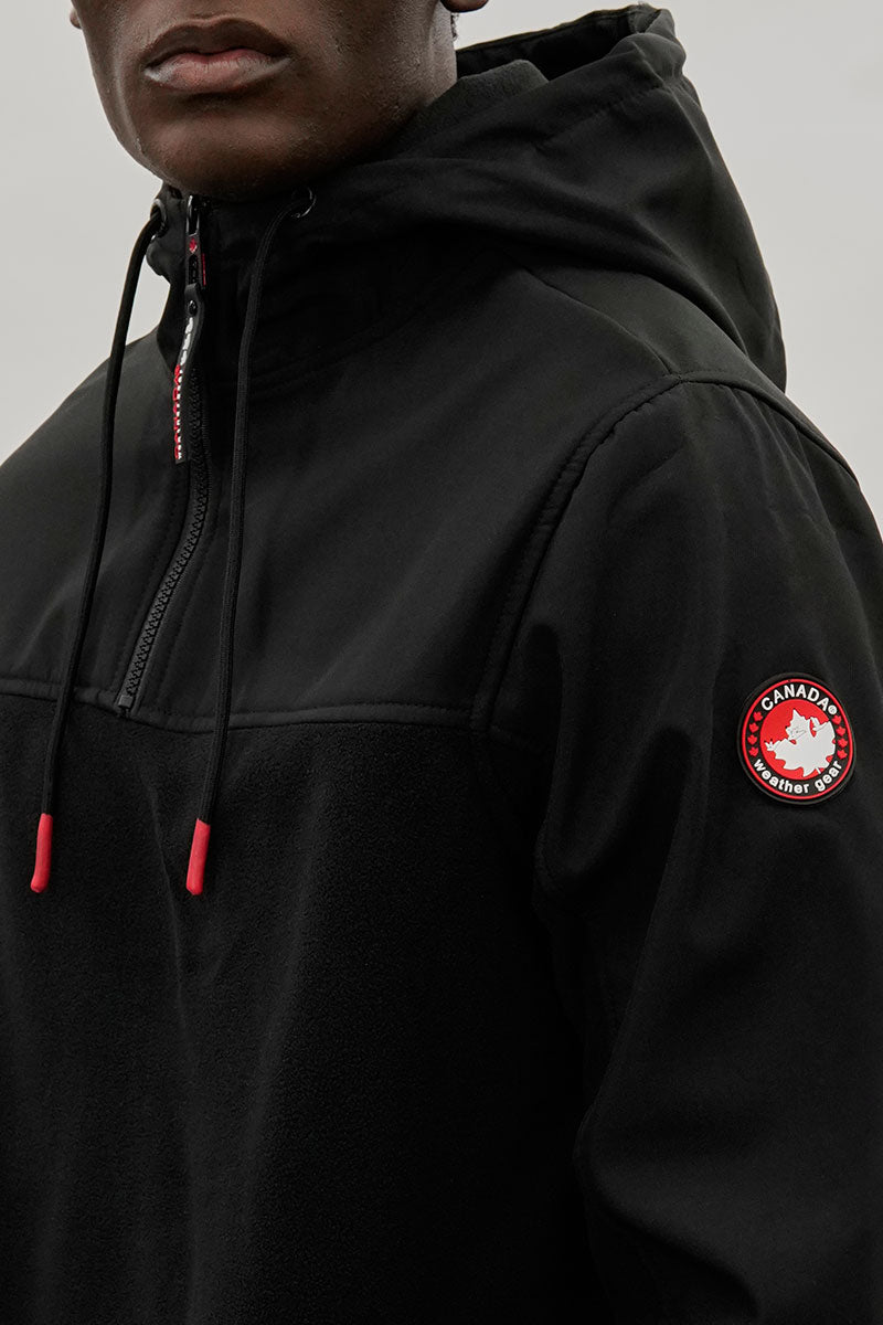 Canada Weather Gear 1/4 Zip Hooded Lightweight Jacket - Black - Mens Lightweight Jackets - International Clothiers