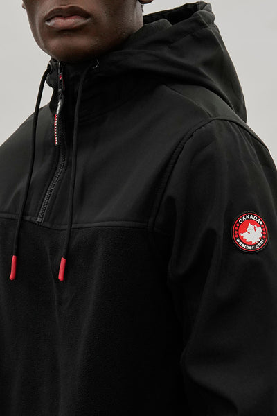 Canada Weather Gear 1/4 Zip Hooded Lightweight Jacket - Black - Mens Lightweight Jackets - International Clothiers