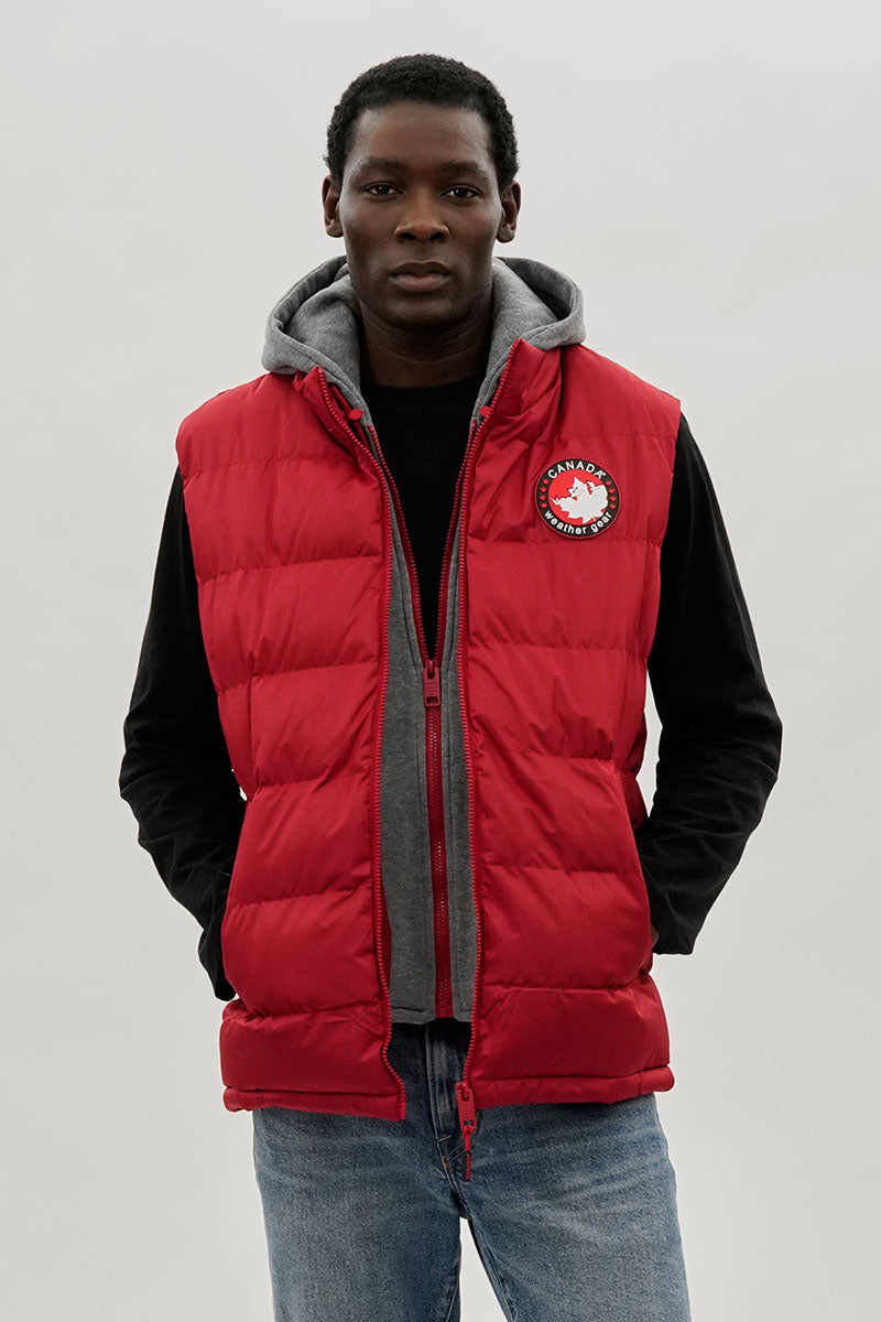 Hooded Puffer Vest - Red