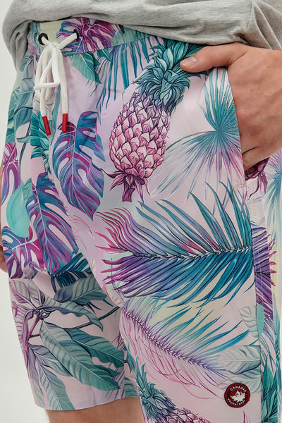 Canada Weather Gear Leaf Print Swim Shorts - Purple - Mens Shorts & Capris - International Clothiers