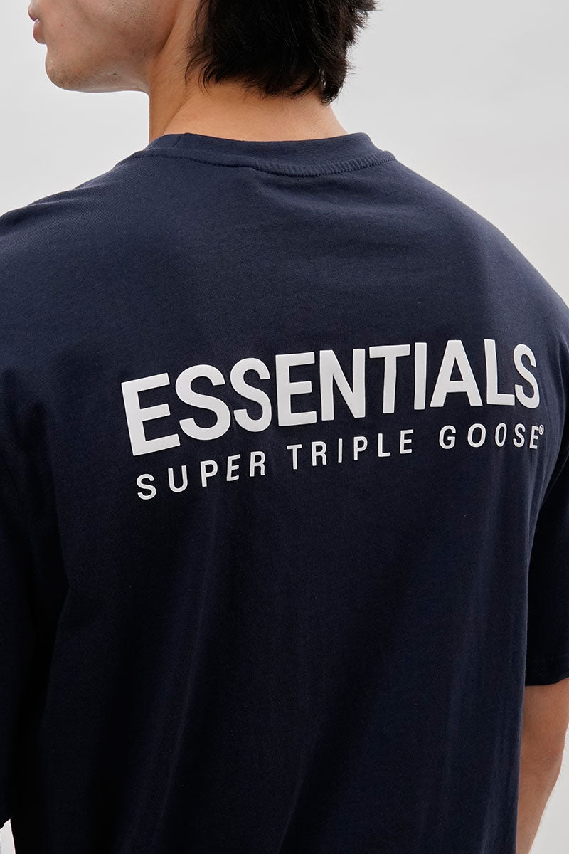 Essentials Super Triple Goose Logo Print Tee - Navy - Mens Tees & Tank Tops - International Clothiers
