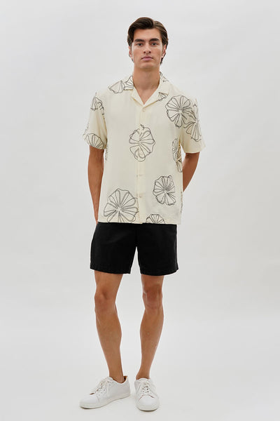 Saints Studio Floral Camp Collar Casual Shirt - Cream - Mens Casual Shirts - International Clothiers