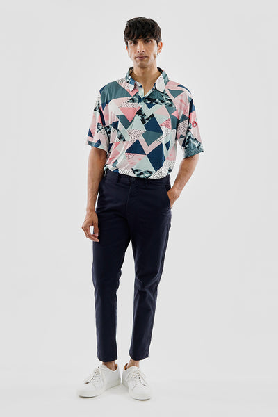 Canada Weather Gear Performance Abstract Geometric Print Polo Shirt - Pink - Mens Polo Shirts - International Clothiers