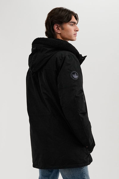 Canada Weather Gear Sherpa Lined Hood Parka Jacket - Black - Mens Parka Jackets - International Clothiers