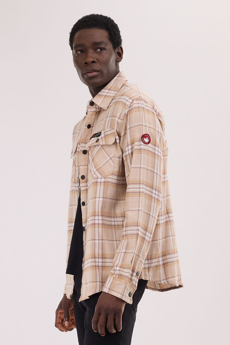 Canada Weather Gear Plaid Button Up Casual Shirt - Cream - Mens Casual Shirts - International Clothiers