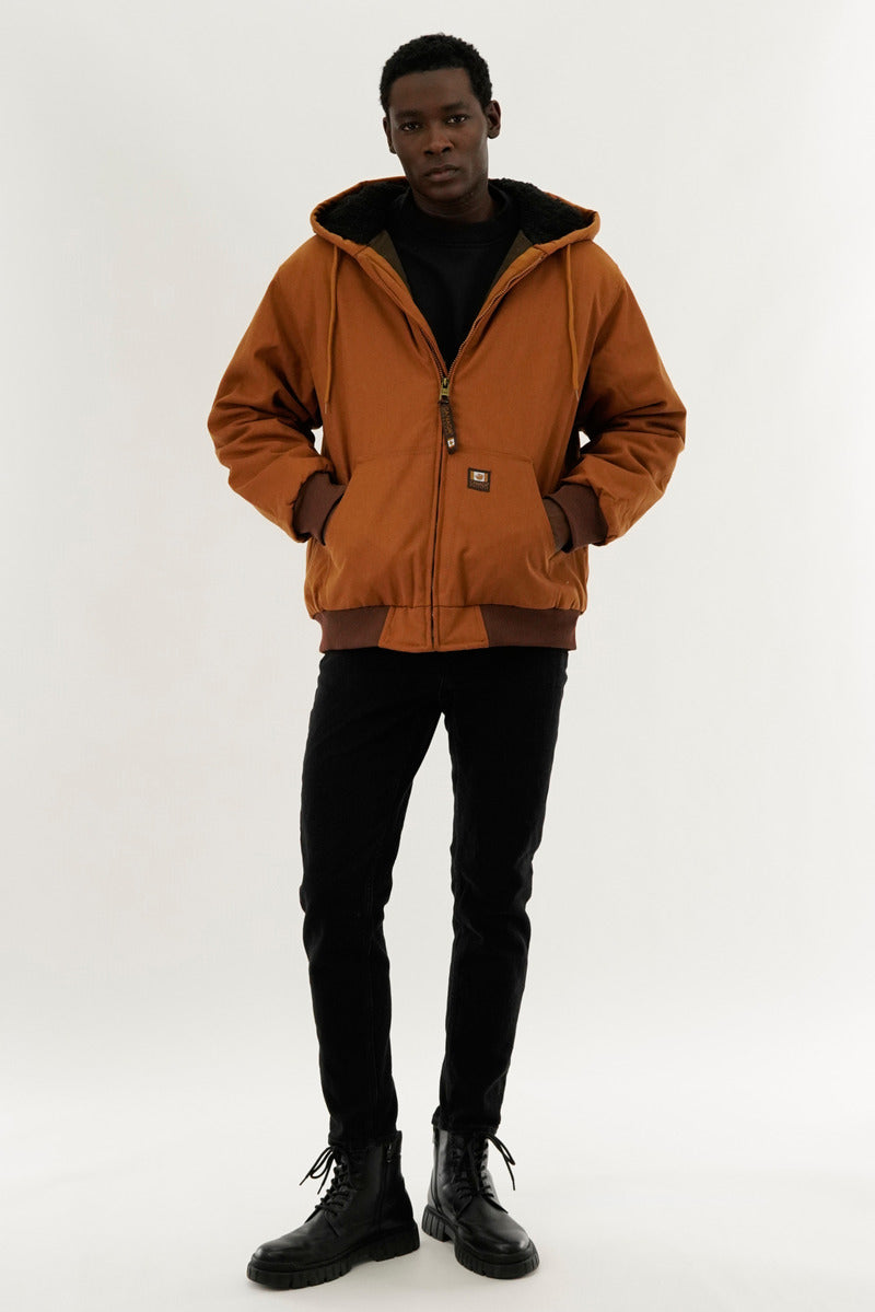 Canada Work Gear Sherpa Lined Bomber Jacket - Caramel - Mens Bomber Jackets - International Clothiers