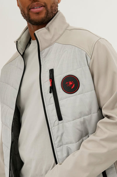 Super Triple Goose Quilted Colour Block Lightweight Jacket - Stone - Mens Lightweight Jackets - International Clothiers