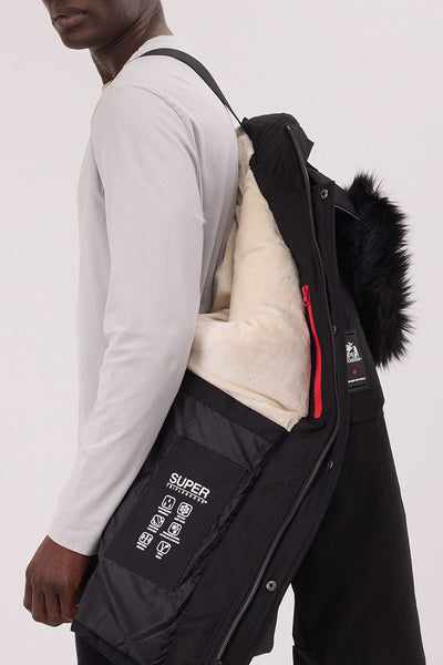 Super Triple Goose Faux Fur Lined Parka Jacket - Black - Mens Parka Jackets - International Clothiers