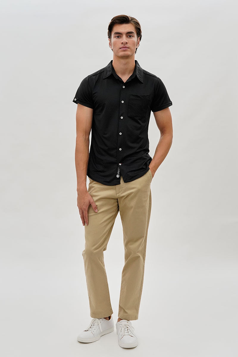 Canada Weather Gear Travel Collection Classic Short Sleeve Casual Shirt - Black - Mens Casual Shirts - International Clothiers
