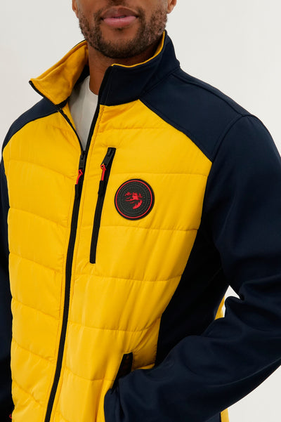 Super Triple Goose Quilted Colour Block Lightweight Jacket - Yellow - Mens Lightweight Jackets - International Clothiers