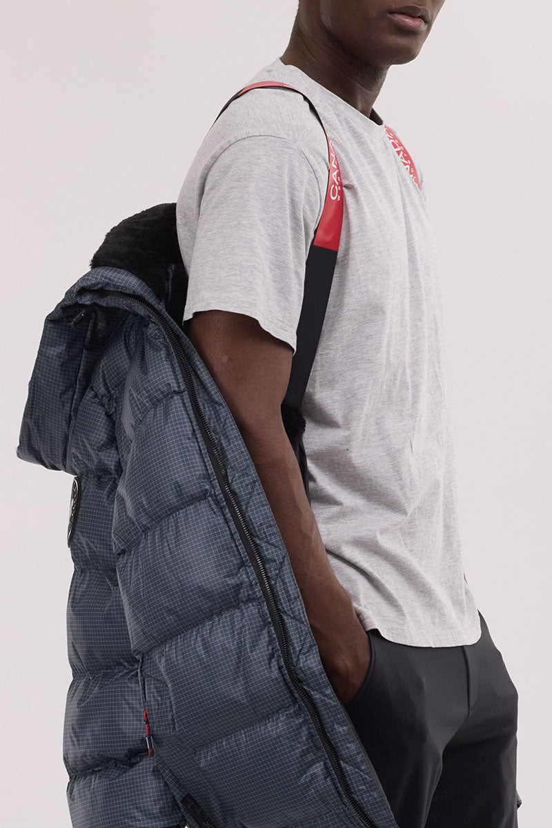 Canada Weather Gear Grid Pattern Puffer Parka Jacket - Blue - Mens Parka Jackets - International Clothiers
