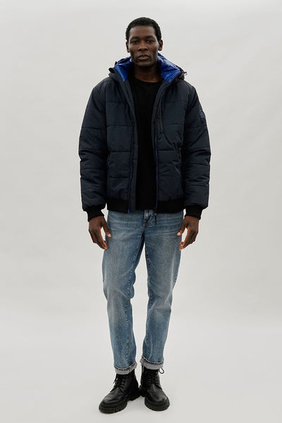 Oppenheimer Hooded Puffer Bomber Jacket - Navy - Mens Bomber Jackets - International Clothiers