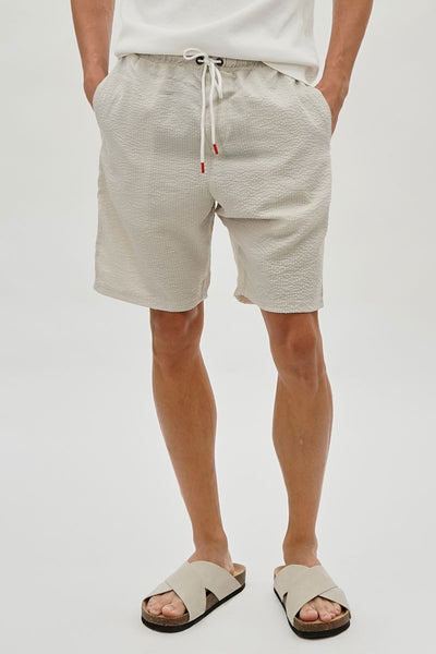 Canada Weather Gear Vintage Textured Tie Waist Shorts - Cream - Mens Shorts & Capris - International Clothiers