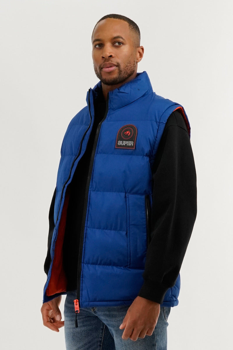 Super Triple Goose Double Pocket Bubble Vest - Blue - Mens Vests - International Clothiers