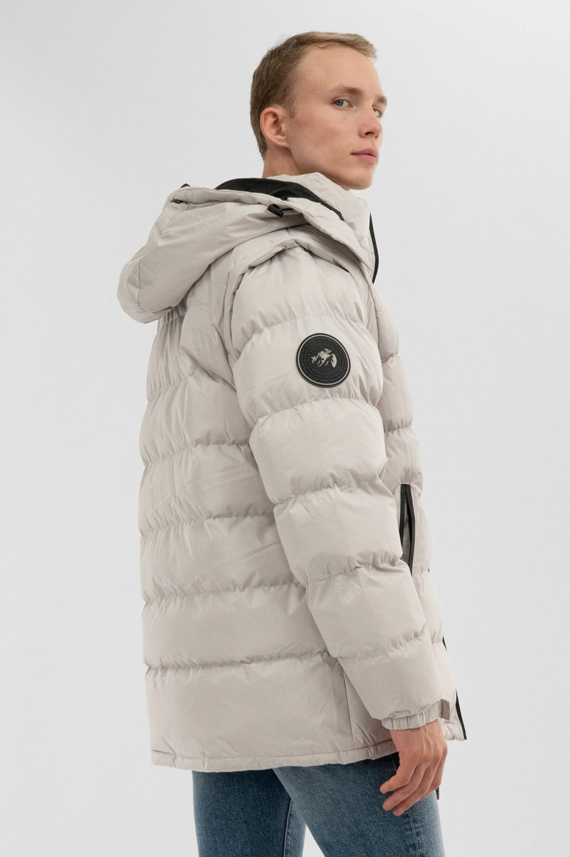 Super Triple Goose Zip Off Sleeve Bomber Jacket - Stone - Mens Bomber Jackets - International Clothiers