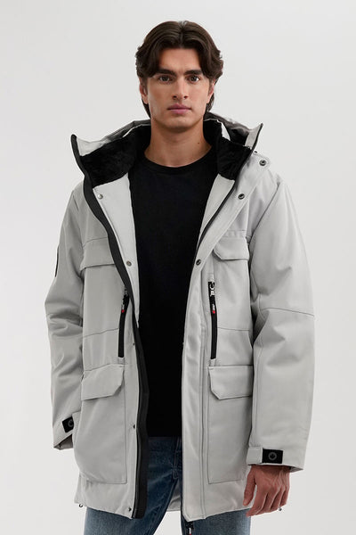 Canada Weather Gear Faux Fur Lined Hood Parka Jacket - Stone - Mens Parka Jackets - International Clothiers