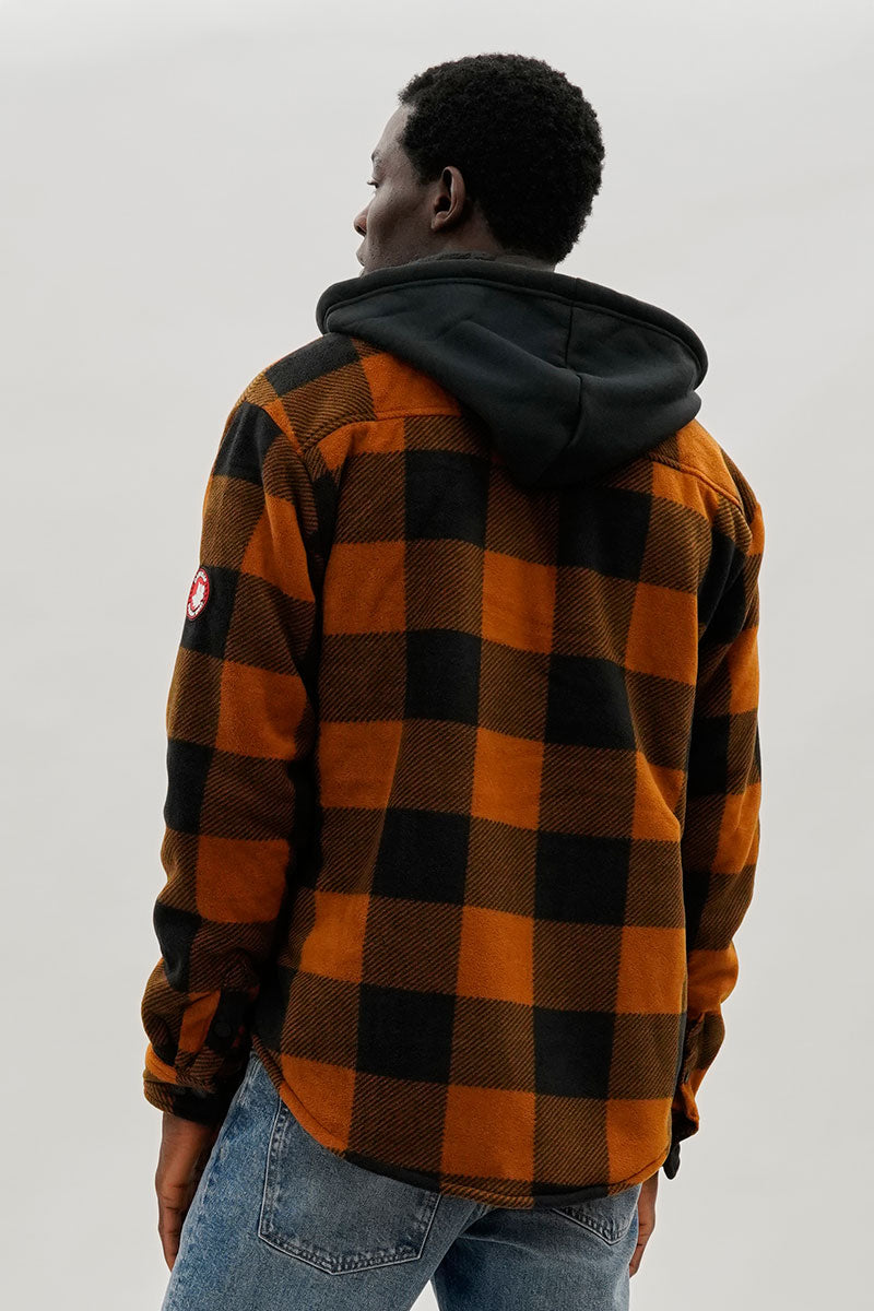 Canada Weather Gear Plaid Sherpa Lined Lightweight Jacket - Orange - Mens Lightweight Jackets - International Clothiers
