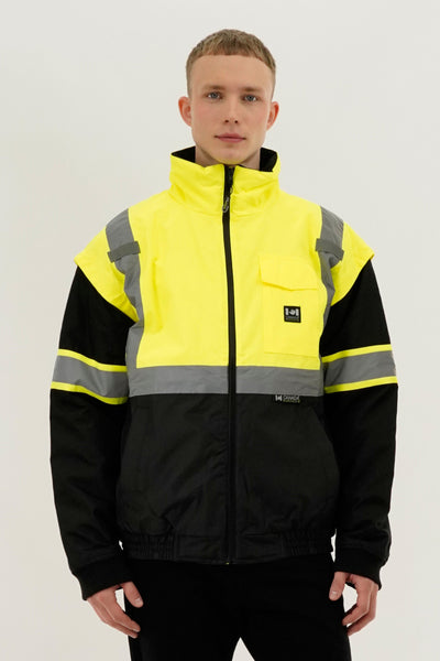 Canada Work Gear Hi-Vis Colour Block Bomber Jacket - Yellow - Mens Bomber Jackets - International Clothiers