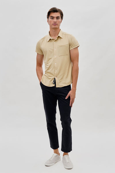 Canada Weather Gear Travel Collection Classic Short Sleeve Casual Shirt - Beige - Mens Casual Shirts - International Clothiers