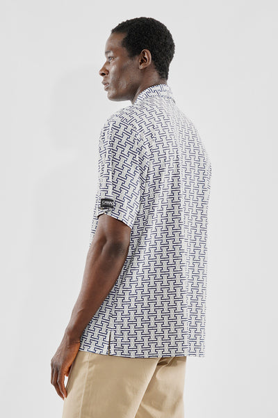 Canada Weather Gear Travel Collection Geometric Print Button Up Casual Shirt - White - Mens Casual Shirts - International Clothiers