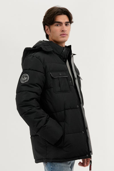 Canada Weather Gear Quilted Puffer Parka Jacket - Black - Mens Parka Jackets - International Clothiers