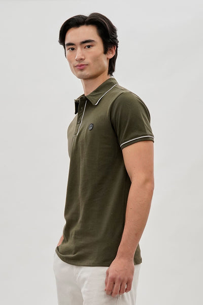 Canada Weather Gear Travel Collection Piping Detail Polo Shirt - Olive - Mens Polo Shirts - International Clothiers