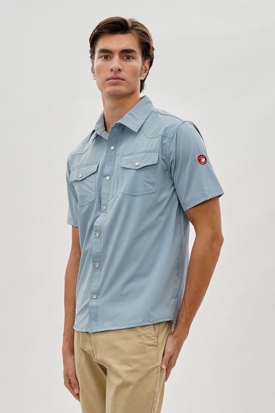 Canada Weather Gear Short Sleeve Snap Button Casual Shirt - Blue - Mens Casual Shirts - International Clothiers