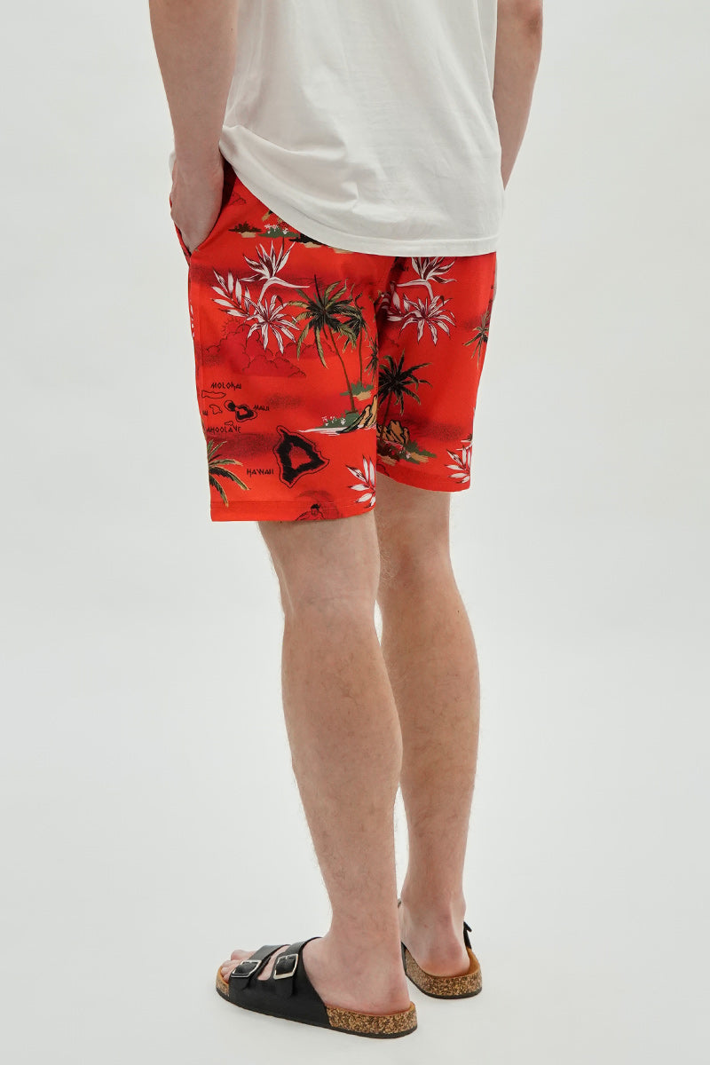 Canada Weather Gear Tropical Print Swim Shorts - Orange - Mens Shorts & Capris - International Clothiers