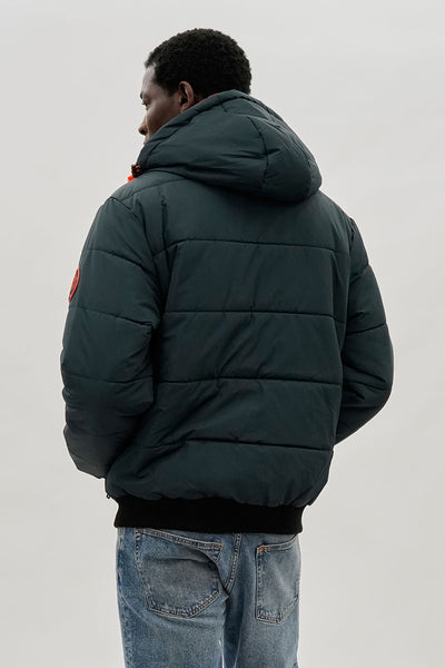 Oppenheimer Hooded Puffer Bomber Jacket - Teal - Mens Bomber Jackets - International Clothiers