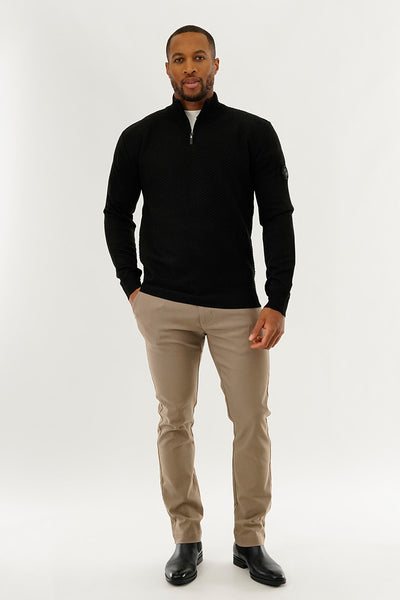 Canada Weather Gear 1/4 Zip Pullover Sweater - Black - Mens Pullover Sweaters - International Clothiers