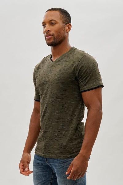 Canada Weather Gear Vintage Patterned V-Neck Tee - Olive - Mens Tees & Tank Tops - International Clothiers