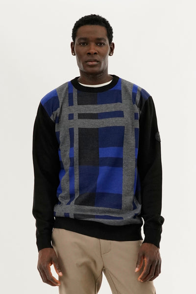 Canada Weather Gear Patterned Crewneck Pullover Sweater - Blue - Mens Pullover Sweaters - International Clothiers