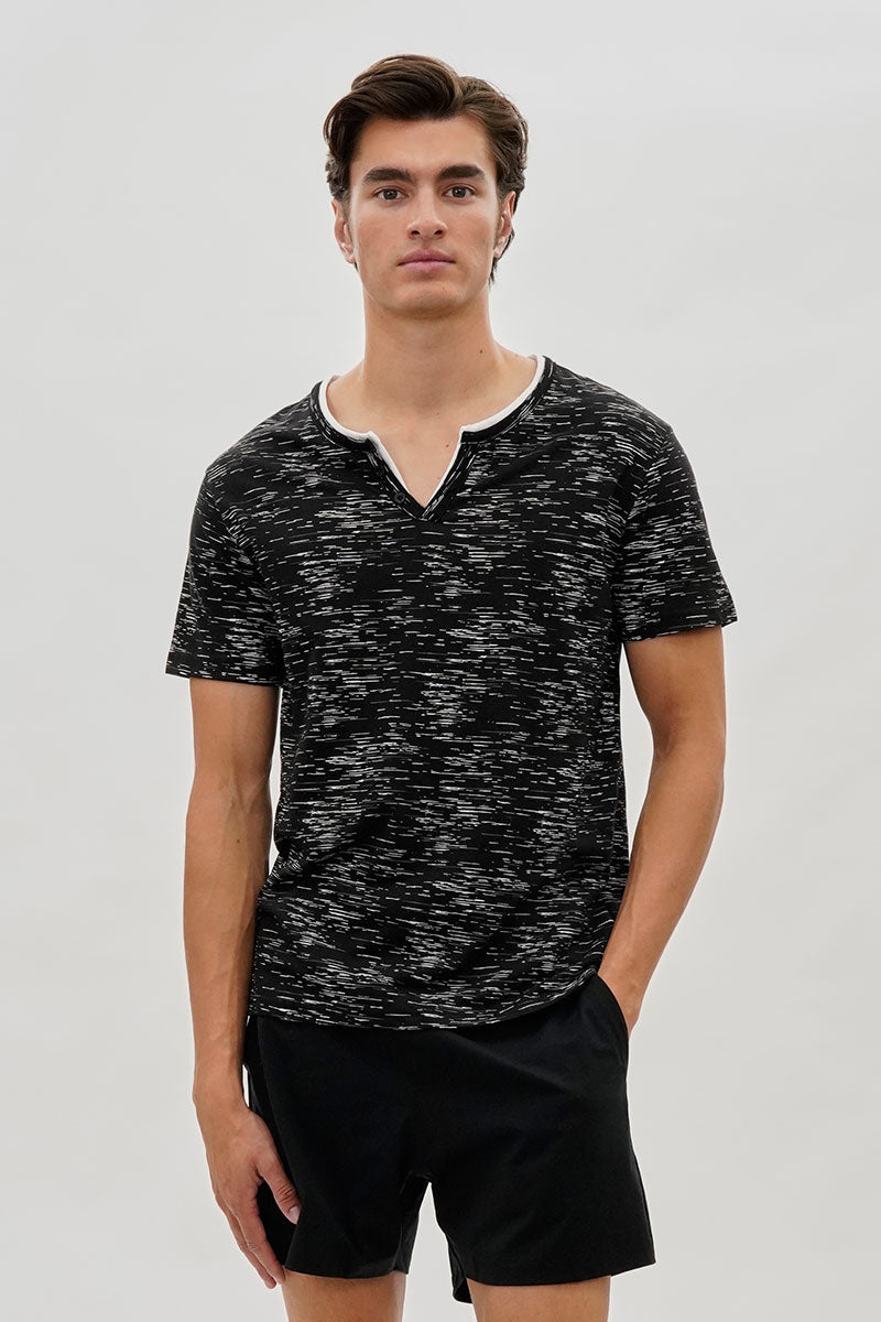 Canada Weather Gear Vintage Short Sleeve Henley Tee - Black - Mens Tees & Tank Tops - International Clothiers