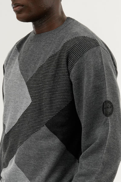 Canada Weather Gear Patterned Crewneck Pullover Sweater - Grey - Mens Pullover Sweaters - International Clothiers