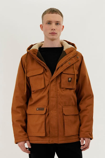 Canada Work Gear Canvas Sherpa Lined Parka Jacket - Brown - Mens Parka Jackets - International Clothiers