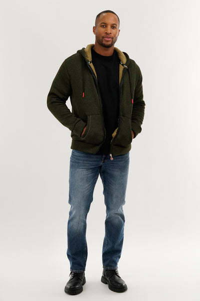Canada Weather Gear Sherpa Lined Lightweight Jacket - Olive - Mens Lightweight Jackets - International Clothiers